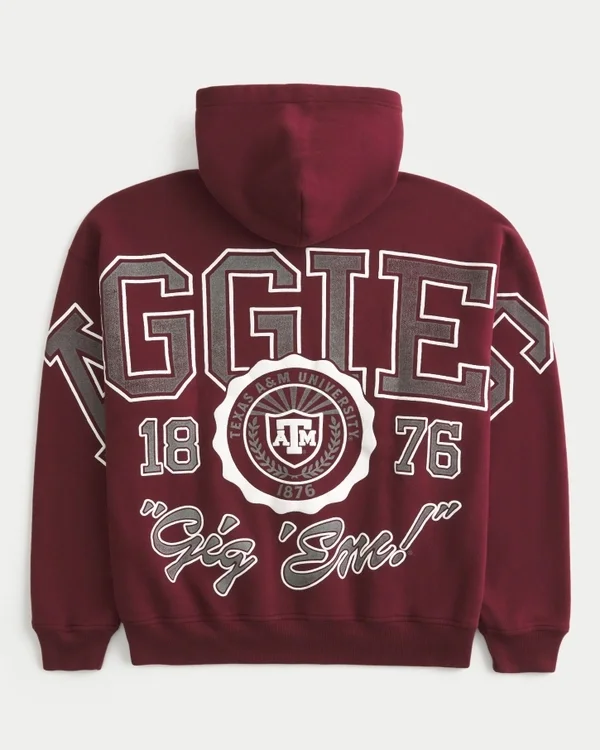Boxy Texas A&M University Aggies Graphic Hoodie Boxy Texas A&M University Aggies Graphic Hoodie