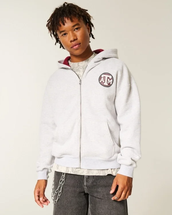 Boxy Texas A&M University Aggies Graphic Zip-Up Hoodie Boxy Texas A&M University Aggies Graphic Zip-Up Hoodie