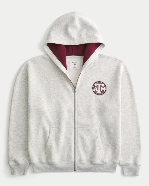 Boxy Texas A&M University Aggies Graphic Zip-Up Hoodie Boxy Texas A&M University Aggies Graphic Zip-Up Hoodie