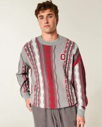 Boxy The Ohio State University Buckeyes Graphic Crew Sweater