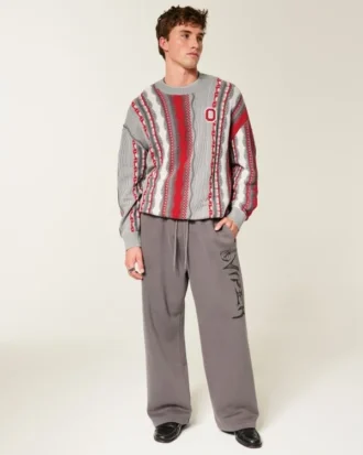 Boxy The Ohio State University Buckeyes Graphic Crew Sweater