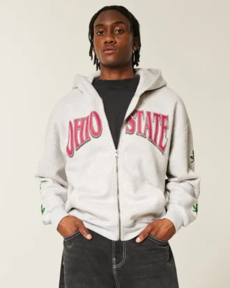 Boxy The Ohio State University Buckeyes Graphic Zip-Up Hoodie Boxy The Ohio State University Buckeyes Graphic Zip-Up Hoodie