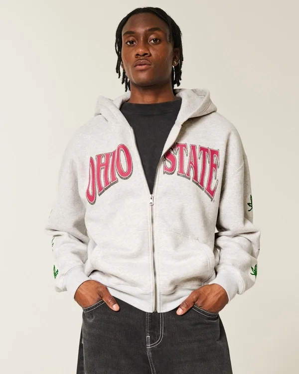 Boxy The Ohio State University Buckeyes Graphic Zip-Up Hoodie Boxy The Ohio State University Buckeyes Graphic Zip-Up Hoodie
