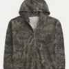 Boxy Thermal Camo Zip-Up Hoodie