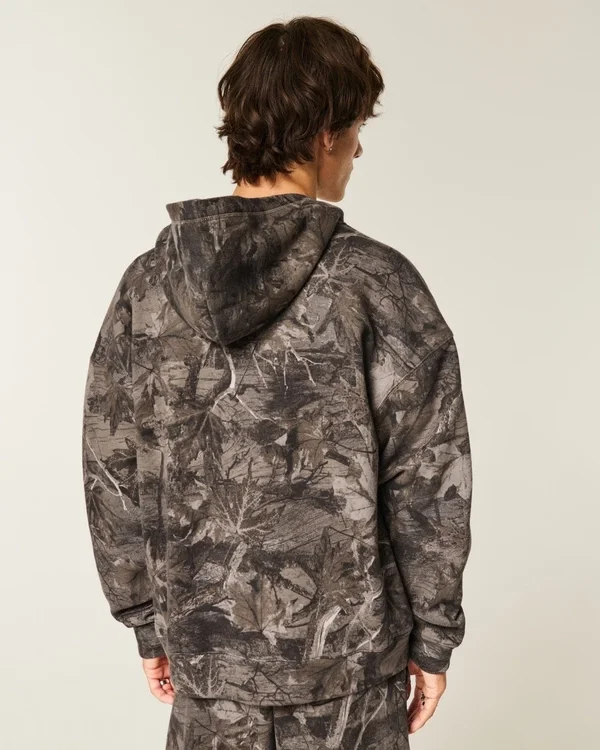 Boxy Thermal-Lined Camo Zip-Up Hoodie Boxy Thermal-Lined Camo Zip-Up Hoodie