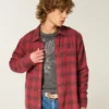 Boxy Thermal-Lined Flannel Shirt
