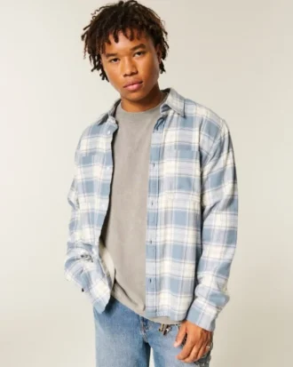 Boxy Thermal-Lined Flannel Shirt