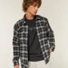 Boxy Thermal-Lined Flannel Shirt
