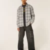 Boxy Thermal-Lined Flannel Shirt