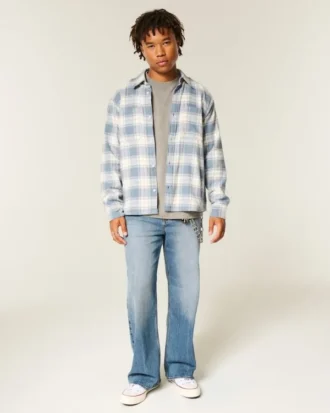 Boxy Thermal-Lined Flannel Shirt