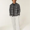 Boxy Thermal-Lined Flannel Shirt