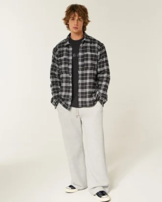 Boxy Thermal-Lined Flannel Shirt