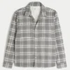 Boxy Thermal-Lined Flannel Shirt