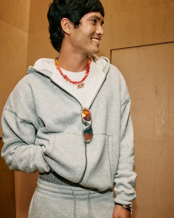 Boxy Thermal-Lined Zip-Up Hoodie Boxy Thermal-Lined Zip-Up Hoodie