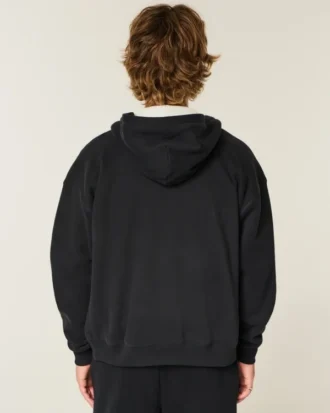 Boxy Thermal-Lined Zip-Up Hoodie