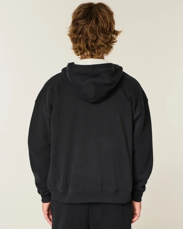 Boxy Thermal-Lined Zip-Up Hoodie Boxy Thermal-Lined Zip-Up Hoodie