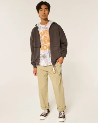 Boxy Thermal-Lined Zip-Up Hoodie