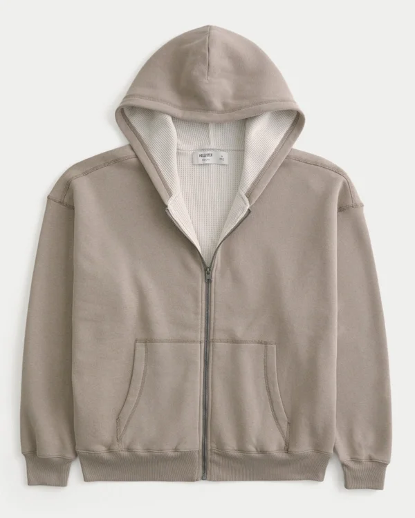 Boxy Thermal-Lined Zip-Up Hoodie Boxy Thermal-Lined Zip-Up Hoodie