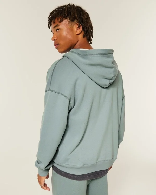 Boxy Thermal-Lined Zip-Up Hoodie Boxy Thermal-Lined Zip-Up Hoodie