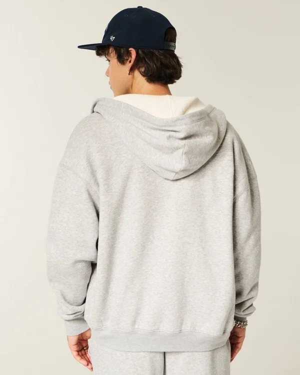 Boxy Thermal-Lined Zip-Up Hoodie Boxy Thermal-Lined Zip-Up Hoodie