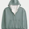 Boxy Thermal-Lined Zip-Up Hoodie Boxy Thermal-Lined Zip-Up Hoodie