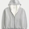 Boxy Thermal-Lined Zip-Up Hoodie Boxy Thermal-Lined Zip-Up Hoodie