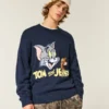 Boxy Tom and Jerry Graphic Crew Sweater