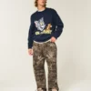 Boxy Tom and Jerry Graphic Crew Sweater
