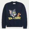 Boxy Tom and Jerry Graphic Crew Sweater