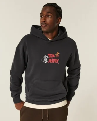 Boxy Tom and Jerry Graphic Hoodie