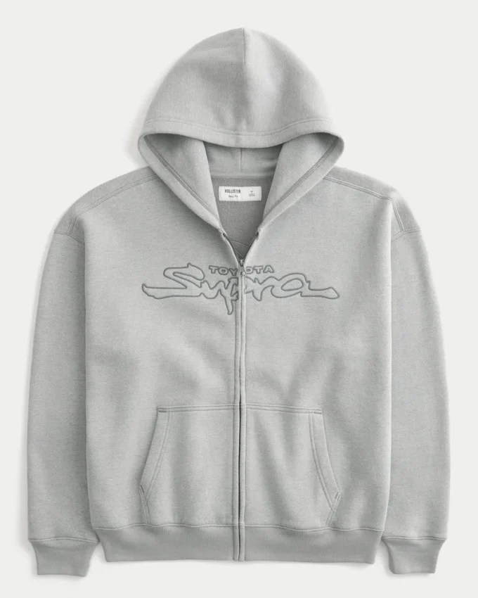 Boxy Toyota Supra Graphic Zip-Up Hoodie Boxy Toyota Supra Graphic Zip-Up Hoodie