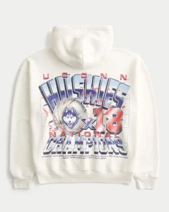 Boxy University of Connecticut Huskies Graphic Hoodie
