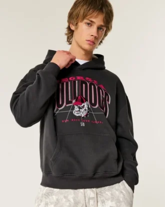 Boxy University of Georgia Bulldogs Graphic Hoodie