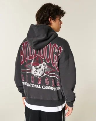 Boxy University of Georgia Bulldogs Graphic Hoodie