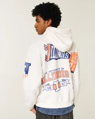 Boxy University of Illinois Fighting Illini Graphic Hoodie