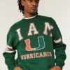 Boxy University of Miami Hurricanes Graphic Crew Sweatshirt