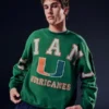 Boxy University of Miami Hurricanes Graphic Crew Sweatshirt