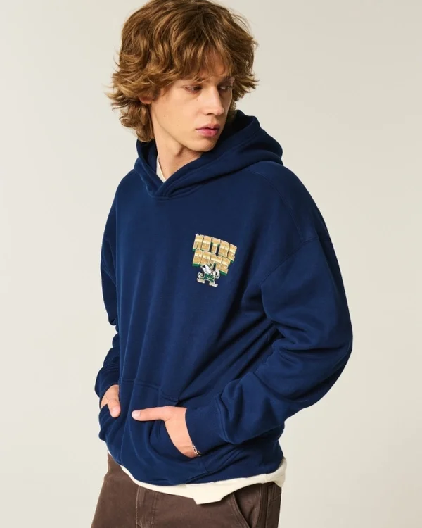 Boxy University of Notre Dame Fighting Irish Graphic Hoodie Boxy University of Notre Dame Fighting Irish Graphic Hoodie