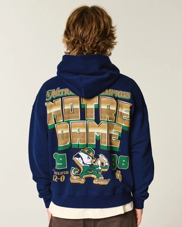 Boxy University of Notre Dame Fighting Irish Graphic Hoodie Boxy University of Notre Dame Fighting Irish Graphic Hoodie