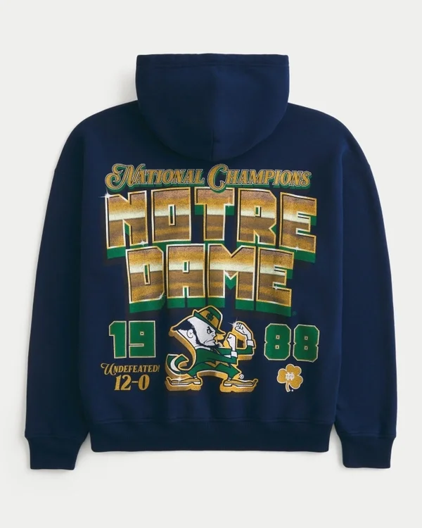 Boxy University of Notre Dame Fighting Irish Graphic Hoodie Boxy University of Notre Dame Fighting Irish Graphic Hoodie