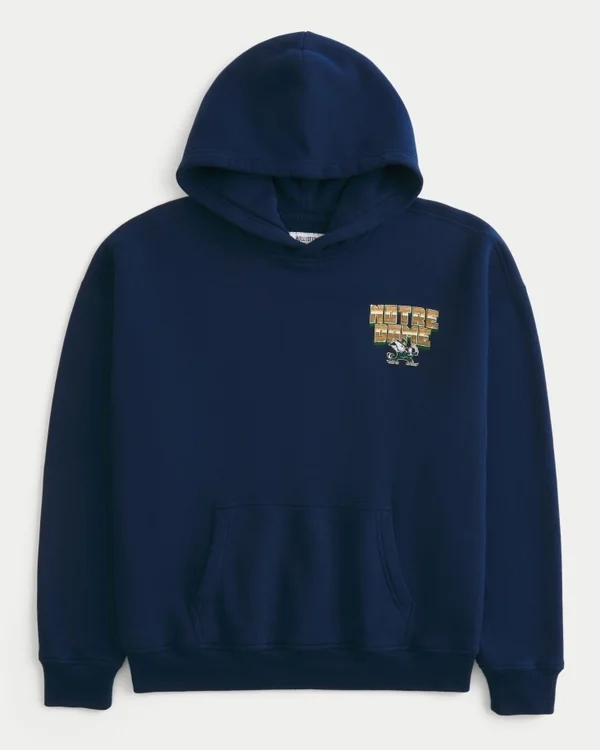 Boxy University of Notre Dame Fighting Irish Graphic Hoodie Boxy University of Notre Dame Fighting Irish Graphic Hoodie