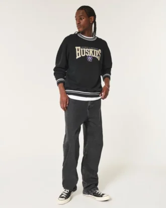 Boxy University of Washington Huskies Graphic Crew Sweatshirt