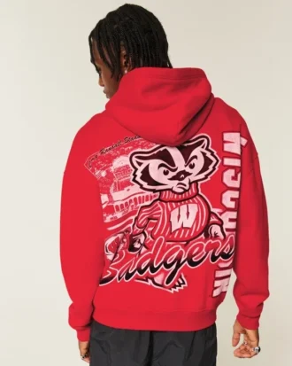 Boxy University of Wisconsin Badgers Graphic Hoodie