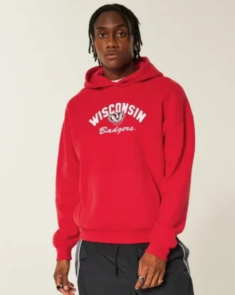 Boxy University of Wisconsin Badgers Graphic Hoodie