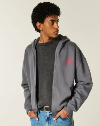 Boxy Zip-Up Arsenal F.C. Graphic Hoodie
