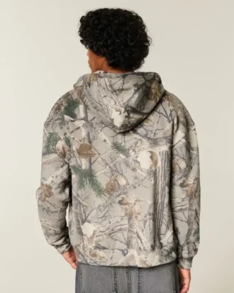Boxy Zip-Up Camo Hoodie