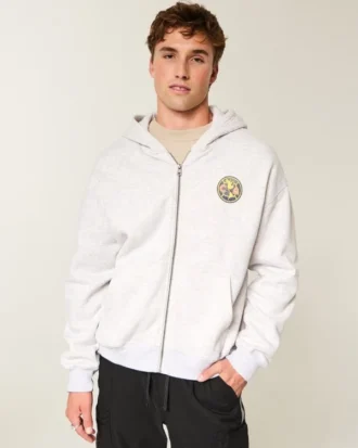 Boxy Zip-Up Club América Las Águilas Graphic Hoodie