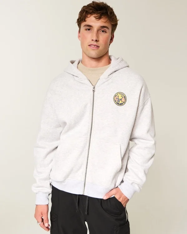 Boxy Zip-Up Club América Las Águilas Graphic Hoodie Boxy Zip-Up Club América Las Águilas Graphic Hoodie