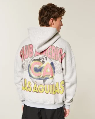 Boxy Zip-Up Club América Las Águilas Graphic Hoodie
