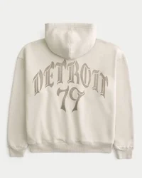 Boxy Zip-Up Detroit 79 Graphic Hoodie